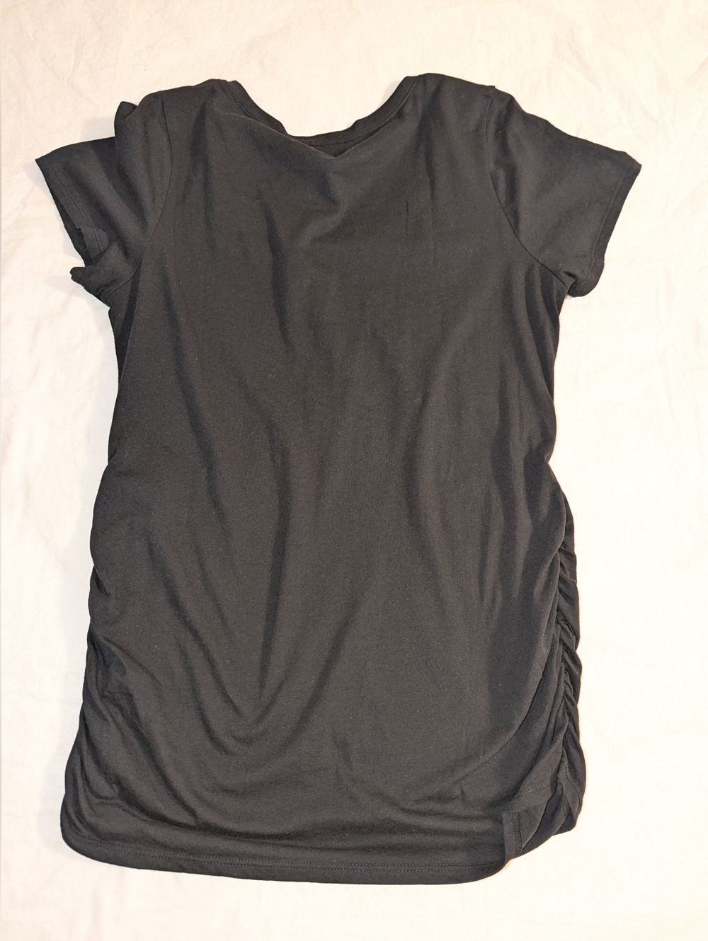 Motherhood T Shirt maternity black side ruched Large December - Picture 6 of 9